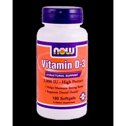 NOW Foods Vitamin D3 1000 IU - 180 дражета