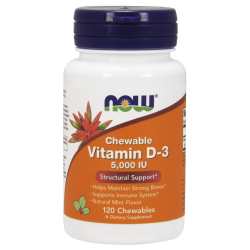 NOW Foods Vitamin D-3 5000 IU - 120 дъвчащи дражета 